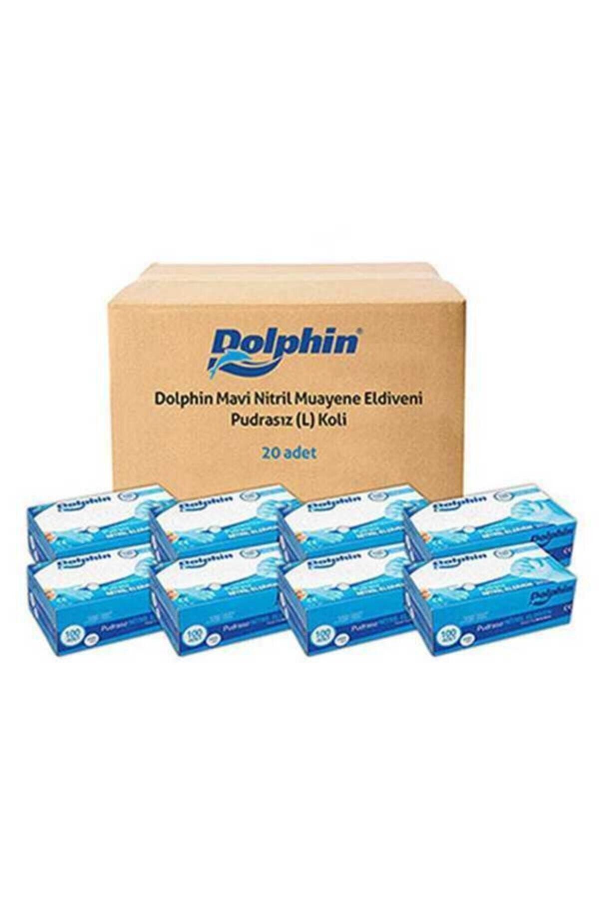 DOLPHİN 20 Paket Mavi Pudrasız Nitril Muayene Eldiveni (large) 100'lü