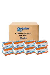 DOLPHİN Beyaz Lateks Eldiven Pudrasız (m) 20 Pk X 100 Adet (koli)