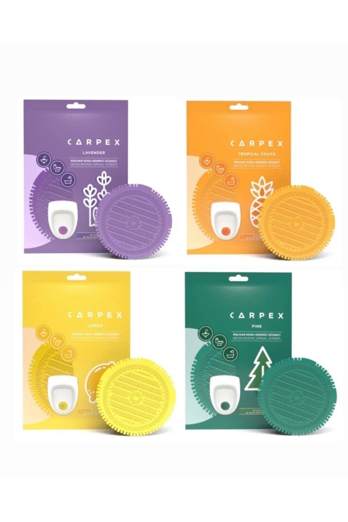 CARPEX Pisuvar koku giderici süzgeç karışık kokulu 4 adet (lavanta, tropikal, limon, çam)