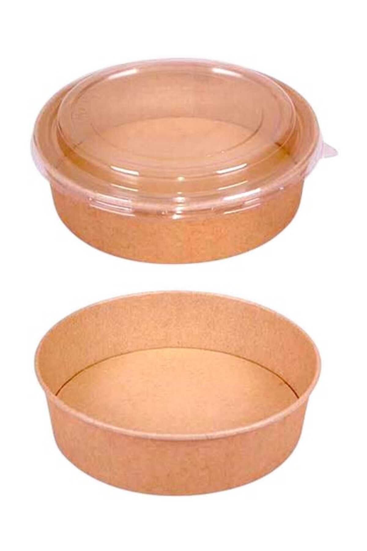 1100 CC Kraft Karton Kapaklı Salata Pilav Kasesi Kabı 50 Adet
