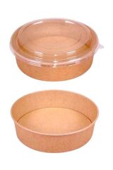 1100 CC Kraft Karton Kapaklı Salata Pilav Kasesi Kabı 50 Adet